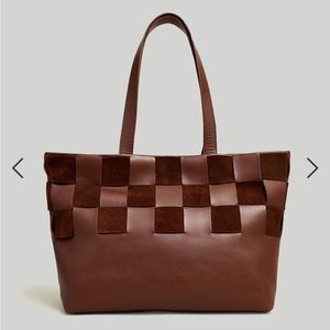 Madewell The Basketweave Tote in Leather and Suede